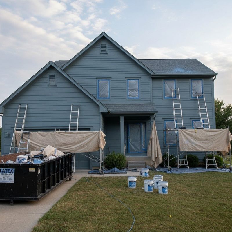 Blue Siding Installation